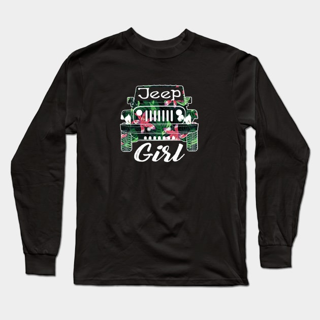 Cute Jeep Girl 4x4 Offroad Long Sleeve T-Shirt by Dailygrind